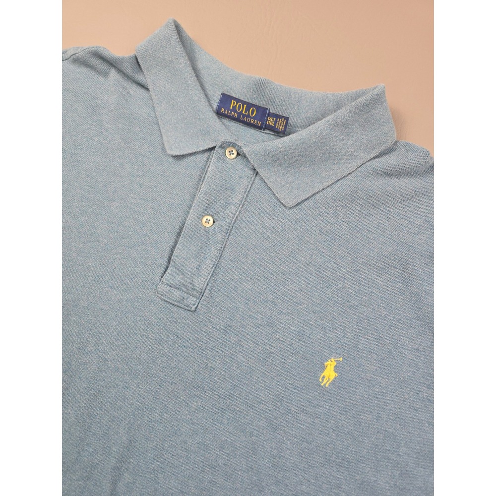 Polo Ralph Lauren Mens 4XLT Blue Heather Cotton Pique Short Sleeve Polo Shirt